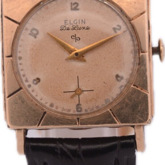 Vintage 26mm Elgin De Luxe Harland 17Jewel Men's Mechanical Wristwatch 555 10kGF - Picture 1 of 5